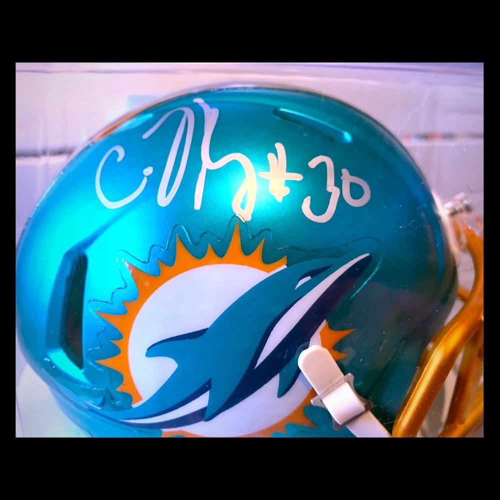 Mini SIGNED Miami Dolphins football helmet